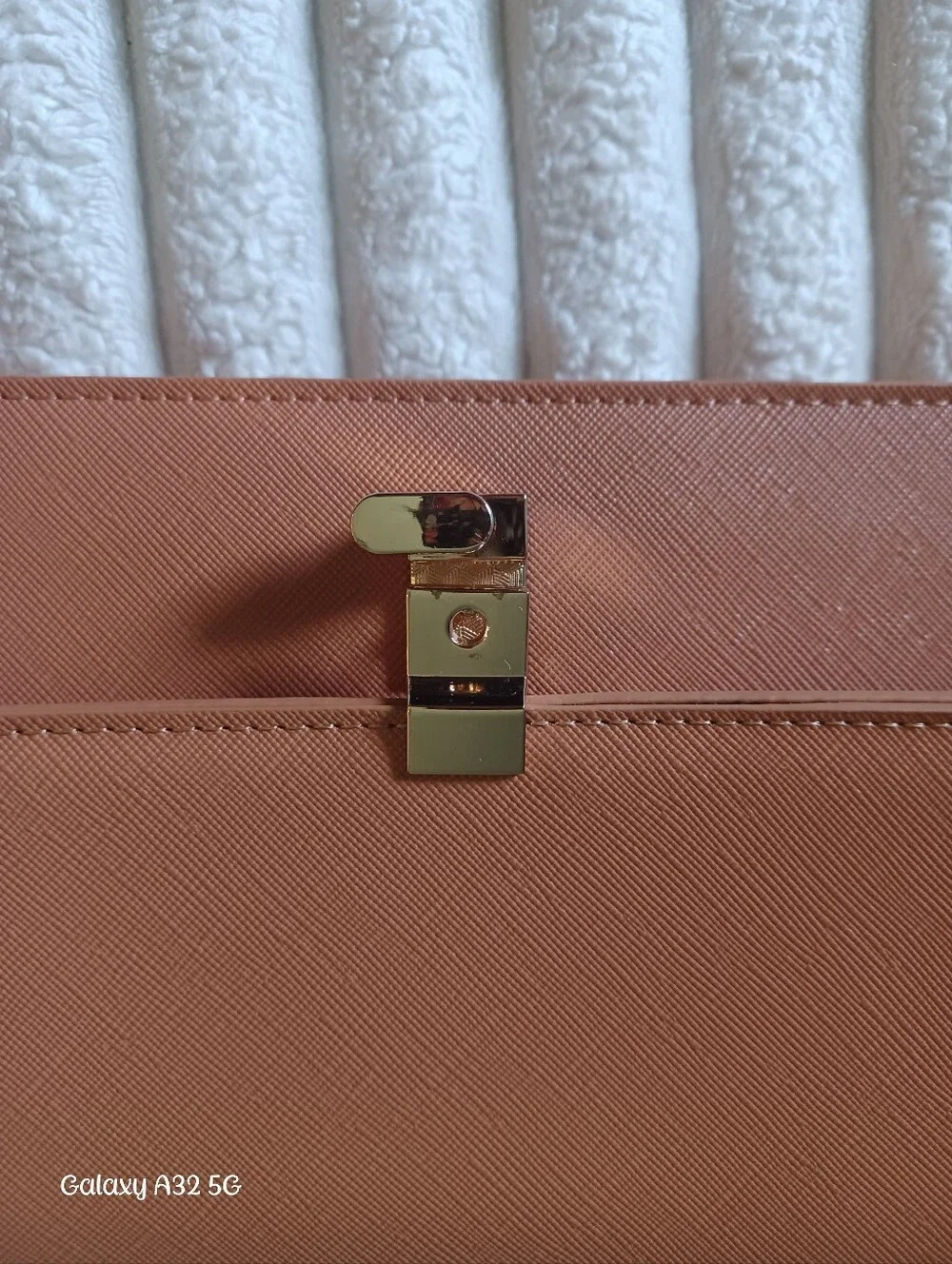 Peach Saffiano Faux Leather Crossbody Bag